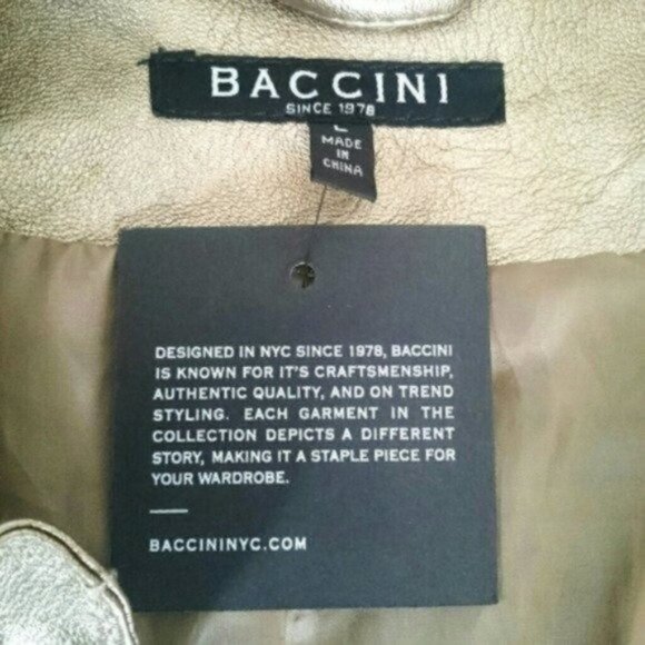 Baccini Metallic Bronze Faux Leather Jacket Size Large - Picture 4 of 6